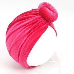 Pink Velvet Turban Hat Top Knot Baby